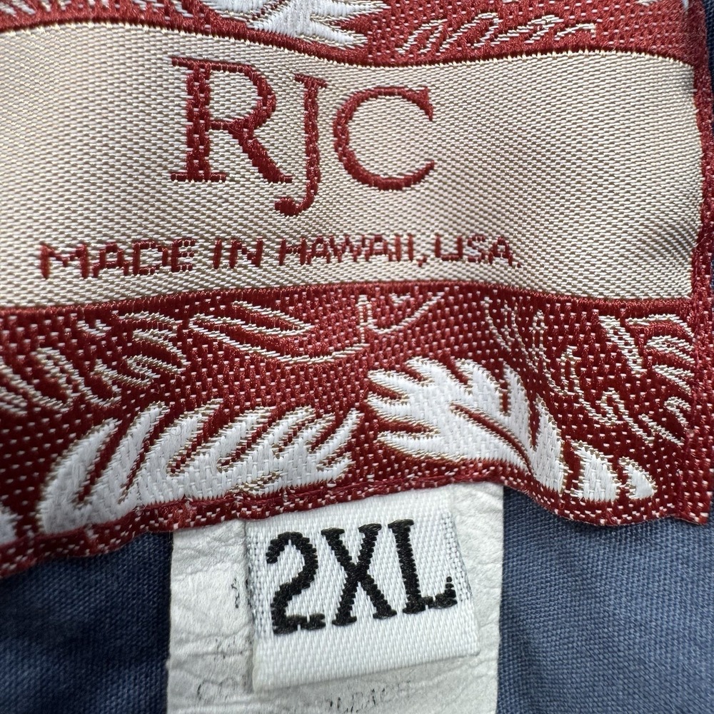 VINTAGE RJC Men Button Up Shirt 2XL Blue Classic Tropical Hawaiian Shirt USA - Picture 3 of 13
